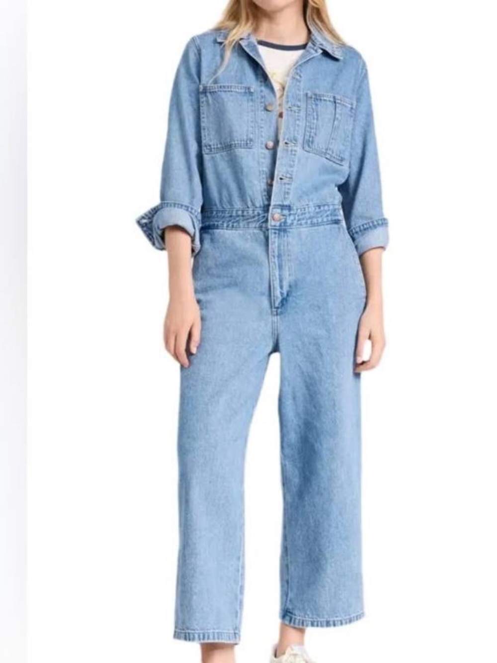Levi's Iconic XL Denim Jumpsuit Long Sleeve Button Front Light Wash A59300006